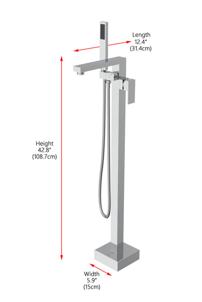 Henry Floor Mounted Roman Tub Faucet with Handshower in Chrome