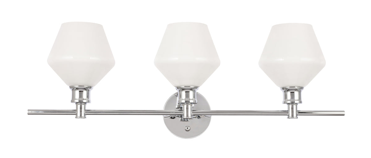 Gene 3 light Chrome and Frosted white glass Wall sconce