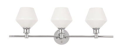 Gene 3 light Chrome and Frosted white glass Wall sconce