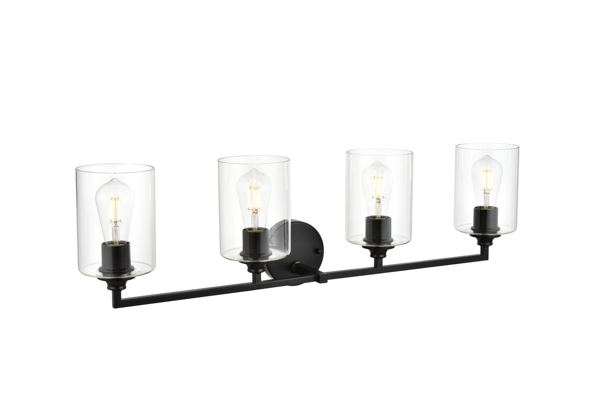 Mayson 4 light Black and Clear Bath Sconce