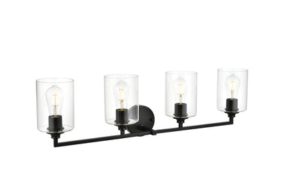Mayson 4 light Black and Clear Bath Sconce