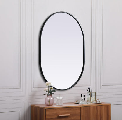 Metal Frame Oval Mirror 30x40 Inch in Black