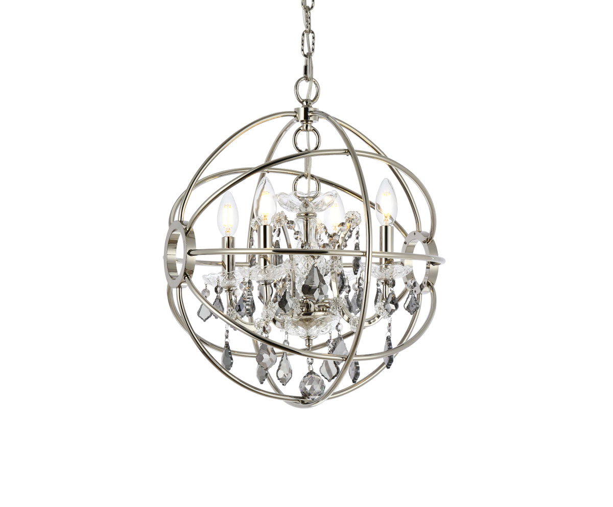 Geneva 4 light polished nickel Pendant Silver Shade (Grey) Royal Cut crystal