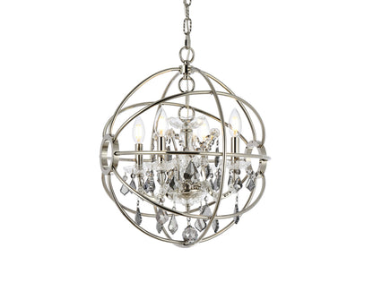 Geneva 4 light polished nickel Pendant Silver Shade (Grey) Royal Cut crystal
