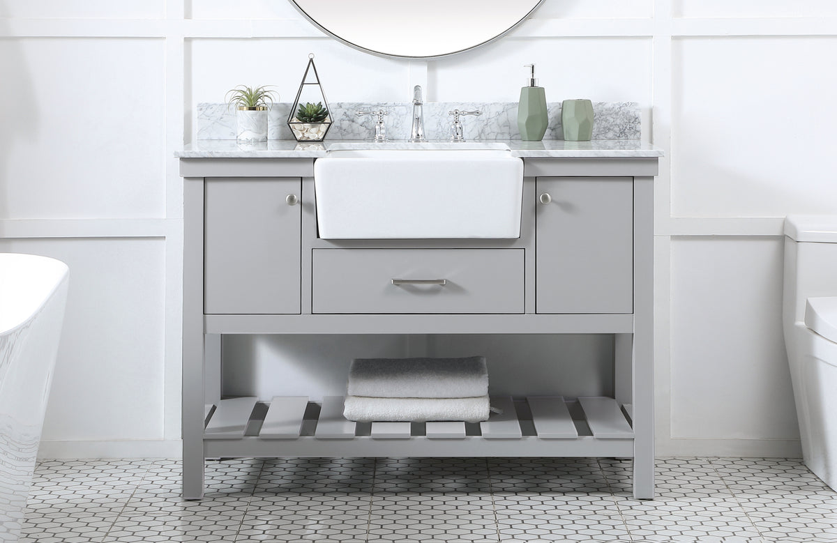 48 inch Single bathroom vanity in grey with backsplash