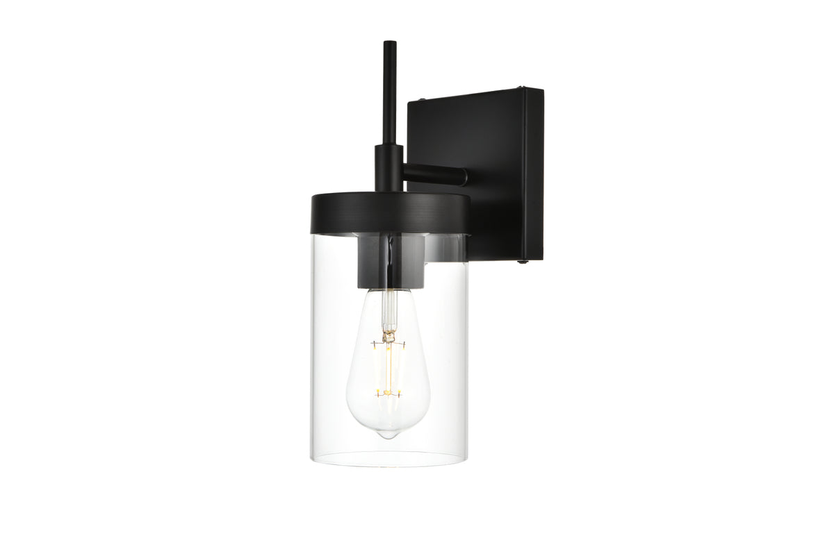 Benny 1 light Black and Clear Bath Sconce
