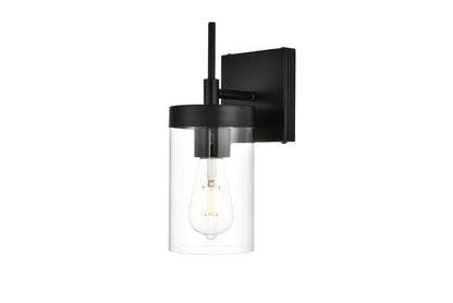 Benny 1 light Black and Clear Bath Sconce