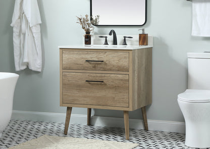 30 inch Single bathroom vanity in natural oak with backsplash