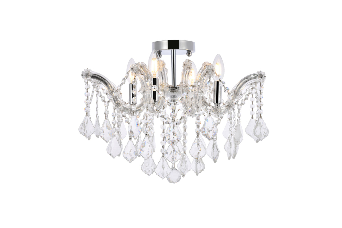 Maria Theresa 4 light Chrome Flush Mount Clear Royal Cut Crystal