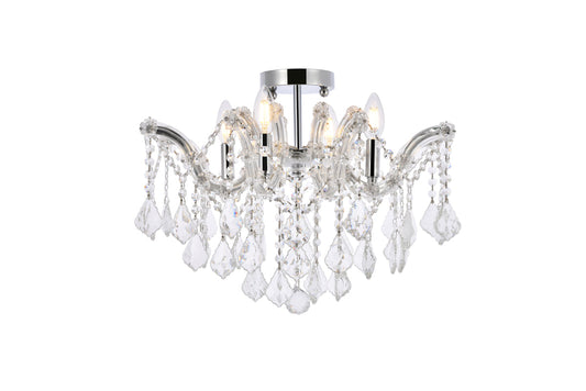 Maria Theresa 4 light Chrome Flush Mount Clear Royal Cut Crystal