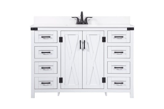 48 inch Single bathroom vanity in white with backsplash