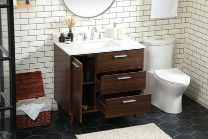 36 inch bathroom vanity in Walnut with backsplash