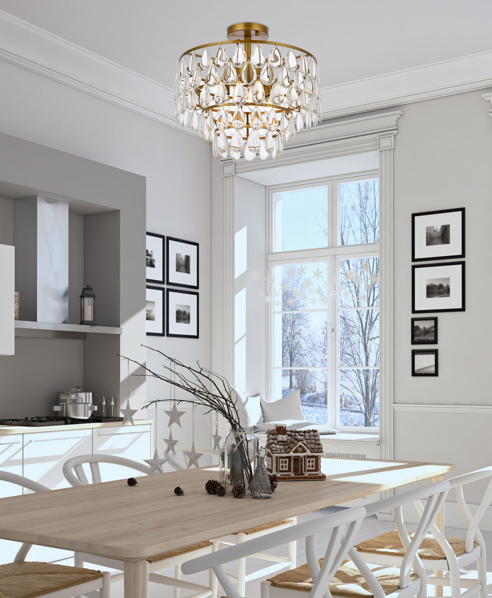 Mila 16 inch flush mount in brass