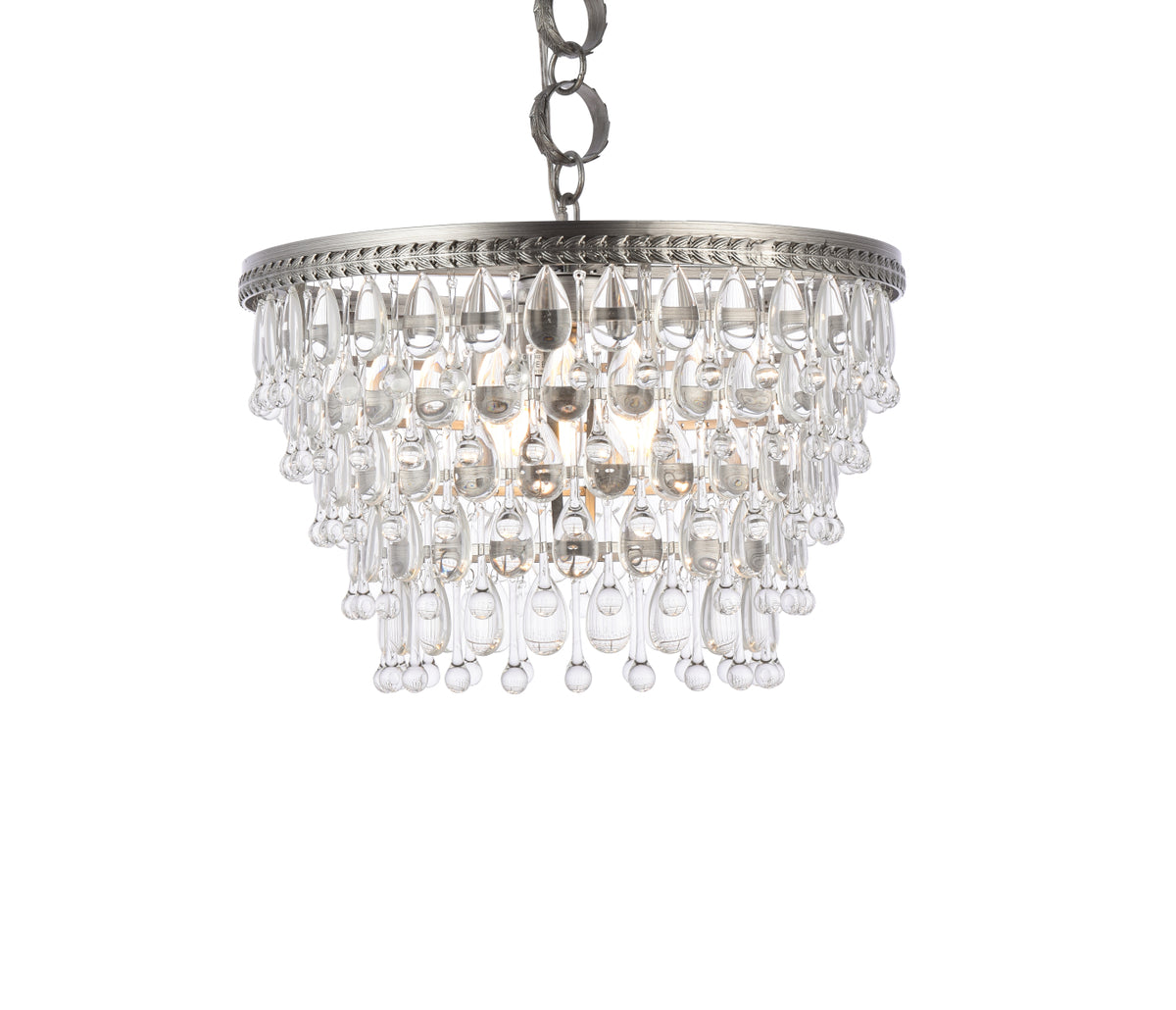 Nordic 5 light antique silver Pendant Clear Royal Cut Crystal