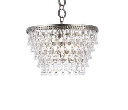 Nordic 5 light antique silver Pendant Clear Royal Cut Crystal