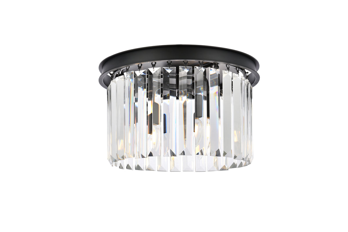 Sydney 3 light Matte Black Flush Mount Clear Royal Cut Crystal