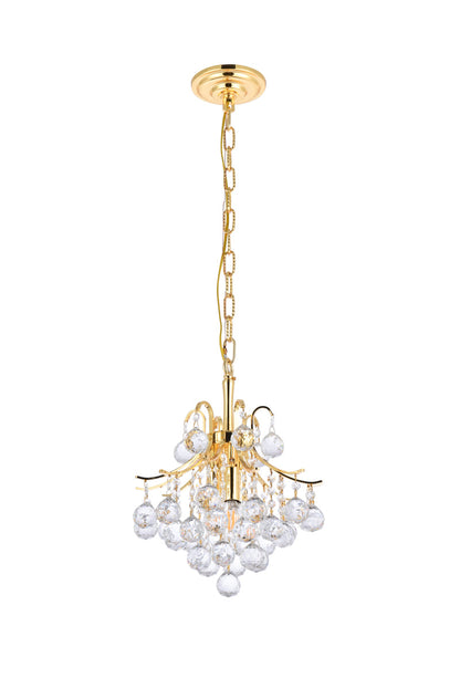 Toureg 3 light Gold Pendant Clear Royal Cut Crystal