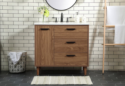 36 inch Single bathroom vanity in walnut brown