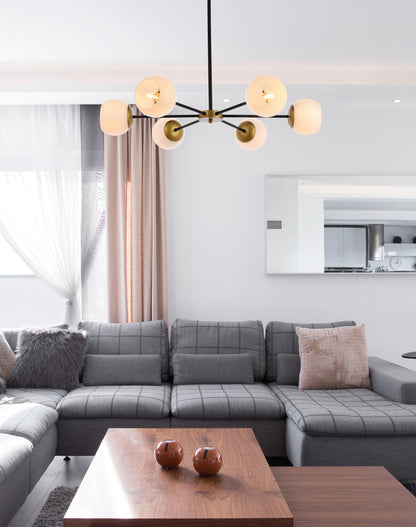 Briggs 36 inch pendant in black and brass with white shade