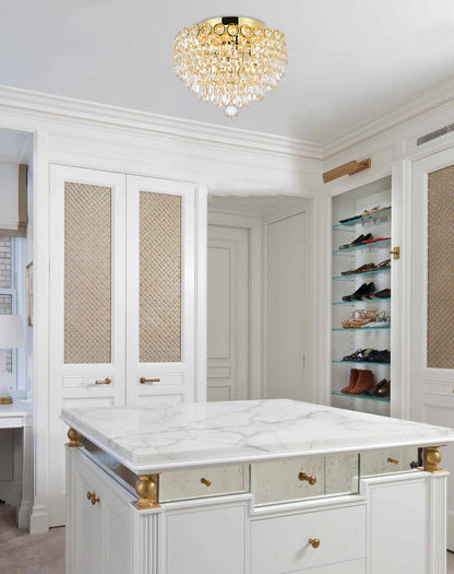 Century 4 light Gold Flush Mount Clear Royal Cut Crystal