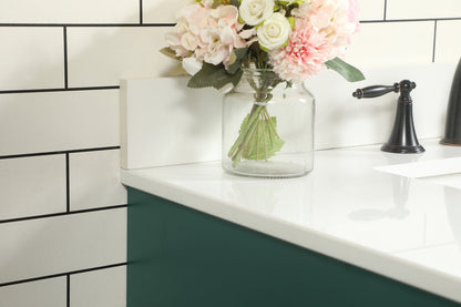 36 inch Single bathroom vanity in green with backsplash
