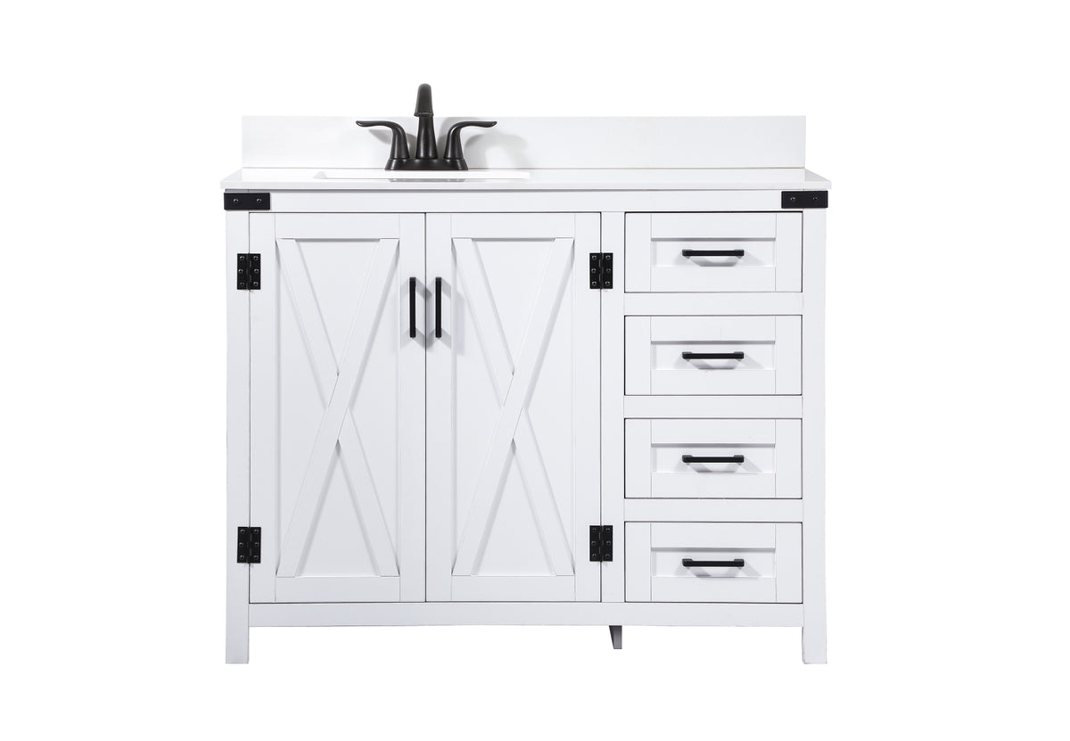42 inch Single bathroom vanity in white with backsplash
