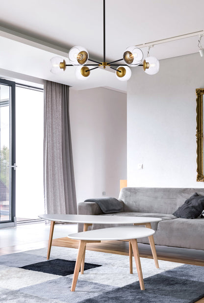 Briggs 36 inch pendant in black and brass with clear shade