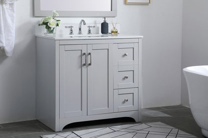 36 inch Single Bathroom Vanity in Grey with Backsplash