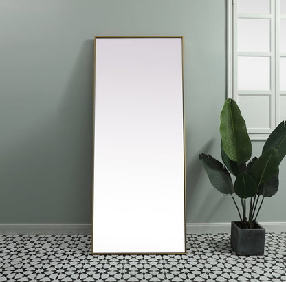 Metal Frame Rectangle Full Length Mirror 30x72 Inch in Brass