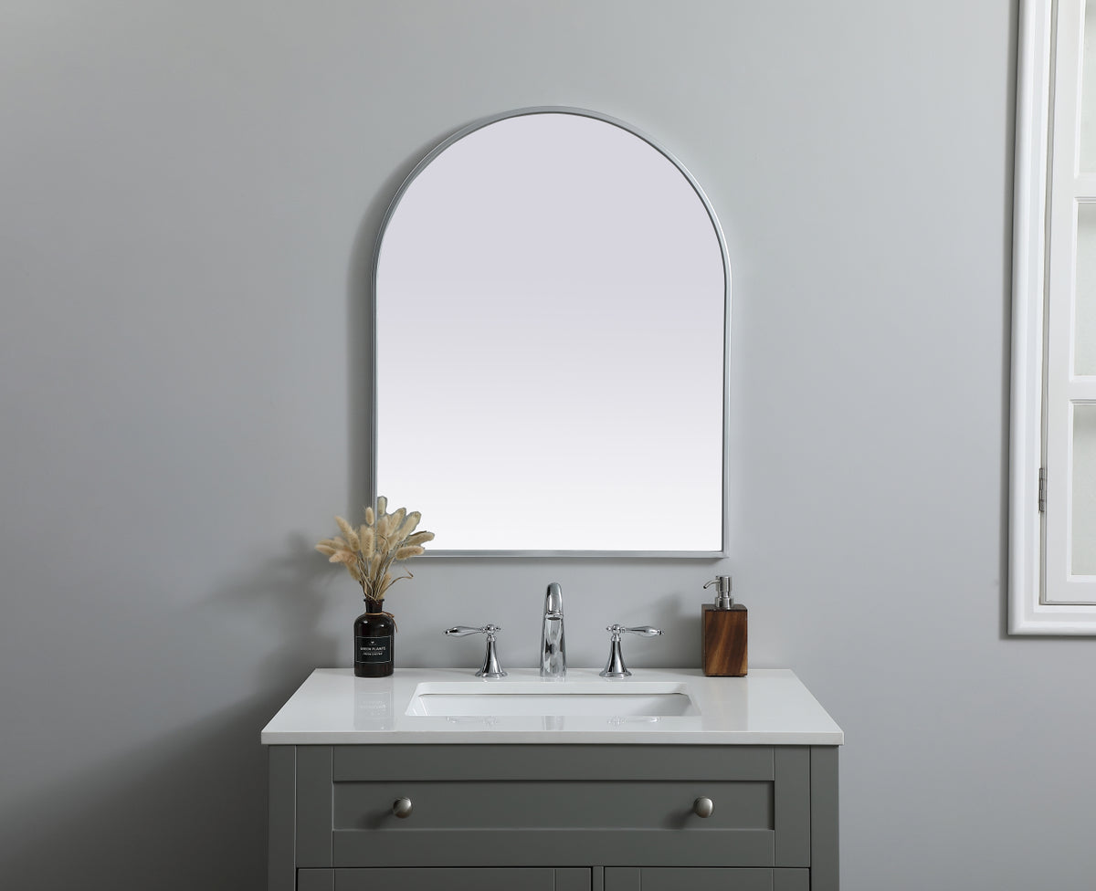 Metal Frame Arch Mirror 24x30 Inch in Silver