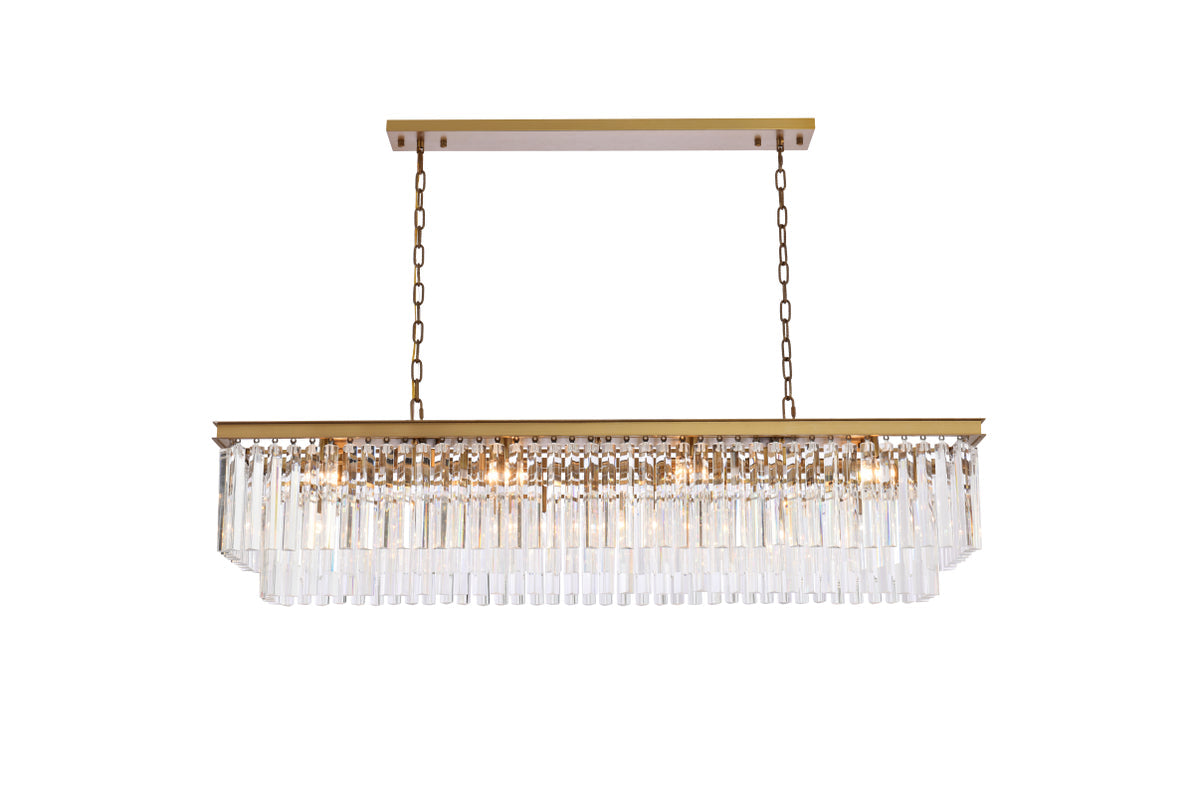 Sydney 60 inch rectangle crystal chandelier in satin gold