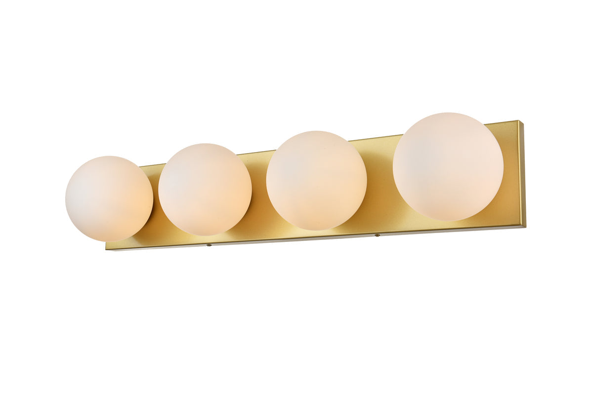 Jaylin 4 light Brass and frosted white Bath Sconce