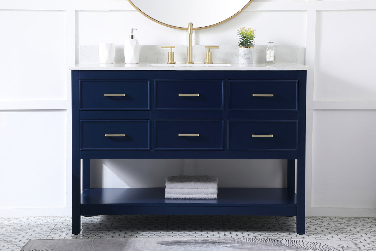 48 inch Single bathroom vanity in blue with backsplash
