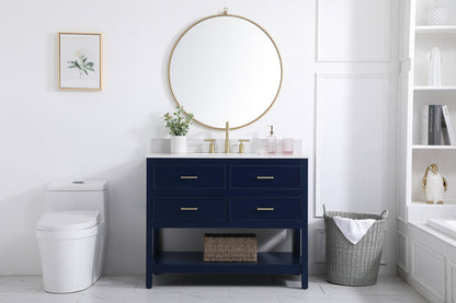 42 inch Single bathroom vanity in blue with backsplash