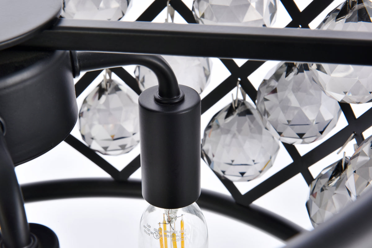 Madison 4 light Matte Black Pendant Silver Shade (Grey) Royal Cut Crystal