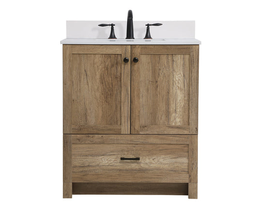 30 inch Single Bathroom Vanity in Natural oak with Backsplash