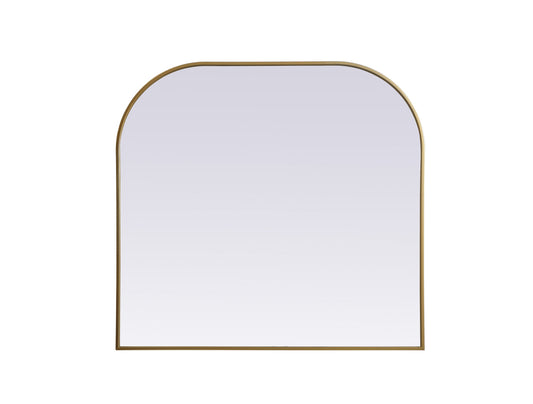 Metal Frame Arch Mirror 40x38 Inch in Brass