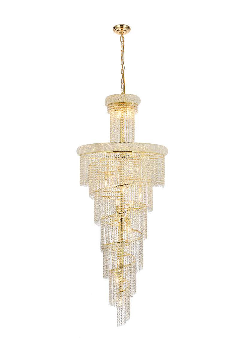 Spiral 28 light Gold Chandelier Clear Royal Cut Crystal