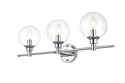 Jaelynn 3 light Chrome and Clear Bath Sconce