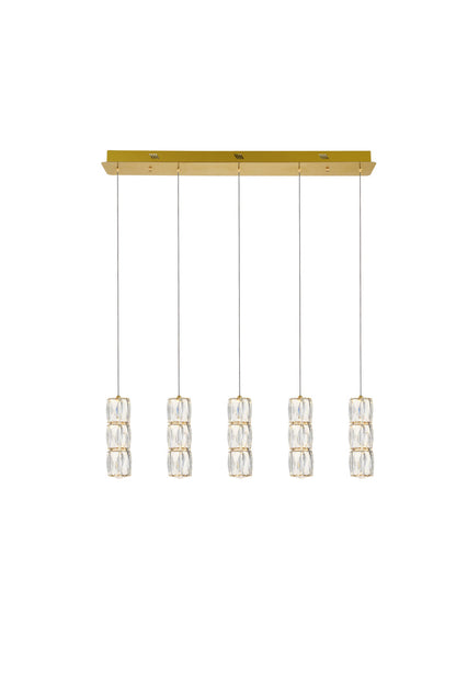 Polaris LED light gold Pendant Clear Royal Cut Crystal