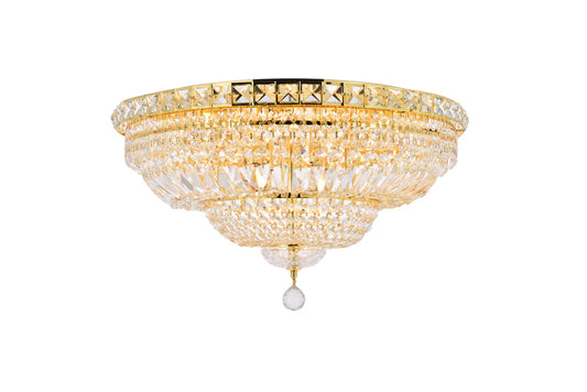Tranquil 12 light Gold Flush Mount Clear Royal Cut Crystal