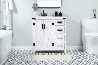 32 inch Single bathroom vanity in white