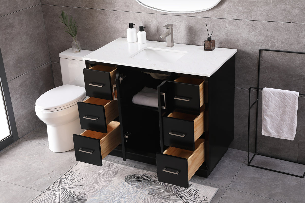 42 Inch SIngle Bathroom Vanity In Black