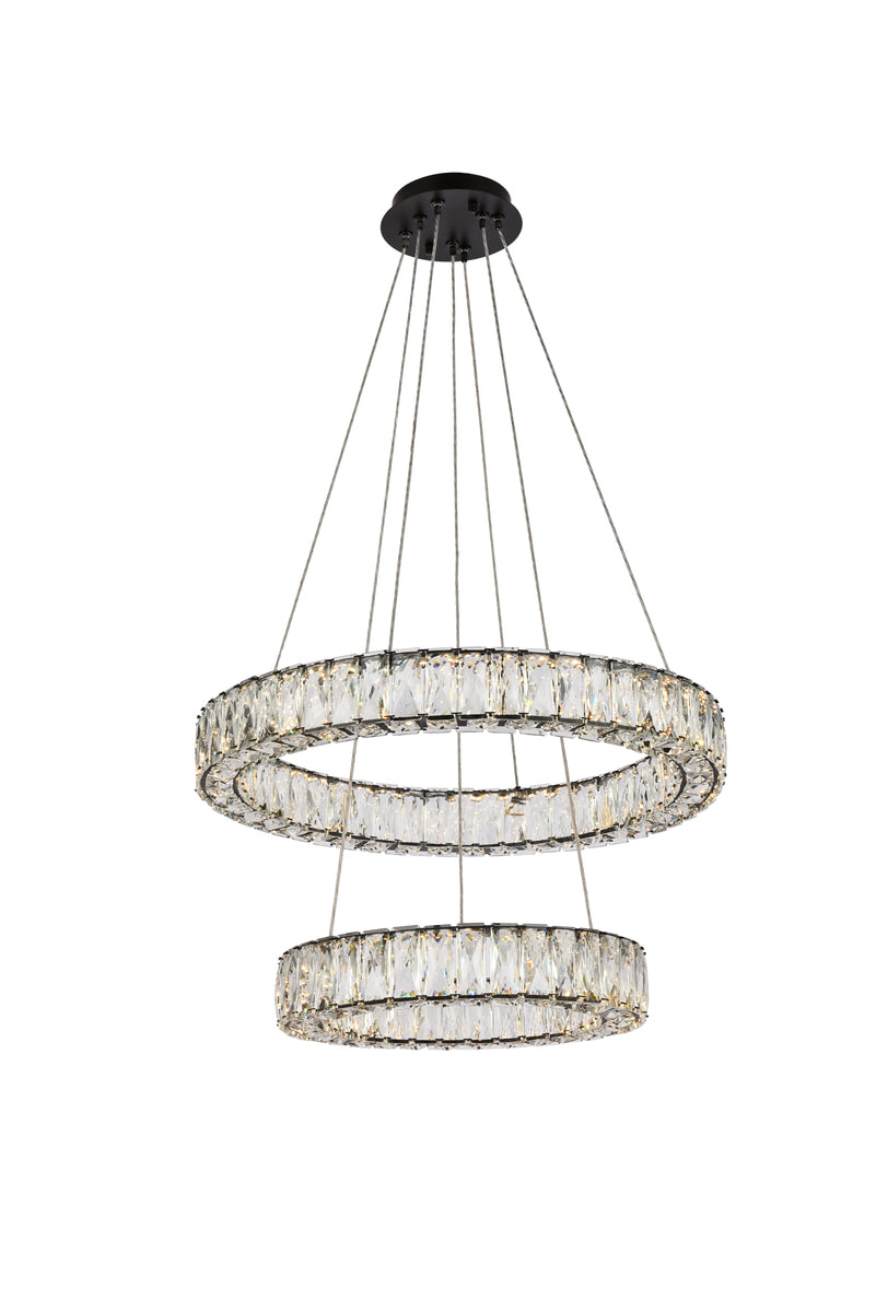 Monroe 24 inch LED double ring pendant in black