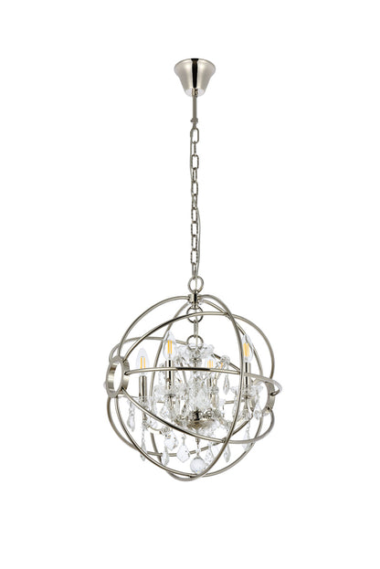 Geneva 4 light polished nickel Pendant Clear Royal Cut crystal