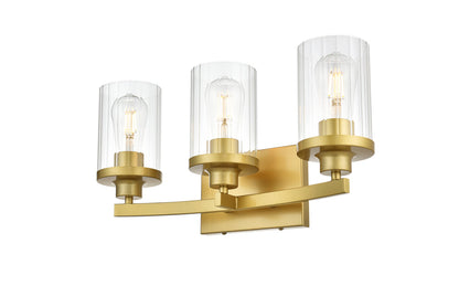Saanvi 3 light Brass and Clear Bath Sconce