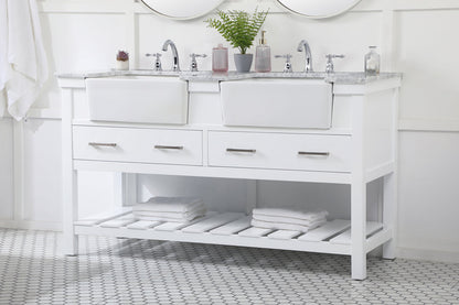 60 inch double bathroom vanity in white