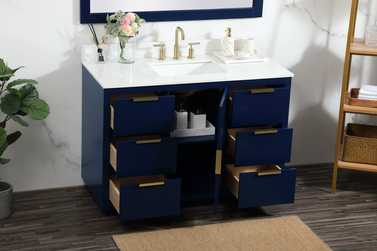 48 inch Single bathroom vanity in blue with backsplash
