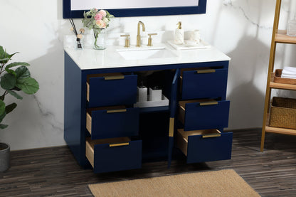 48 inch Single bathroom vanity in blue with backsplash