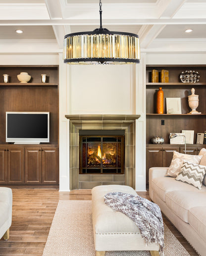 Chelsea 10 light Matte Black Chandelier Golden Teak (Smoky) Royal Cut Crystal